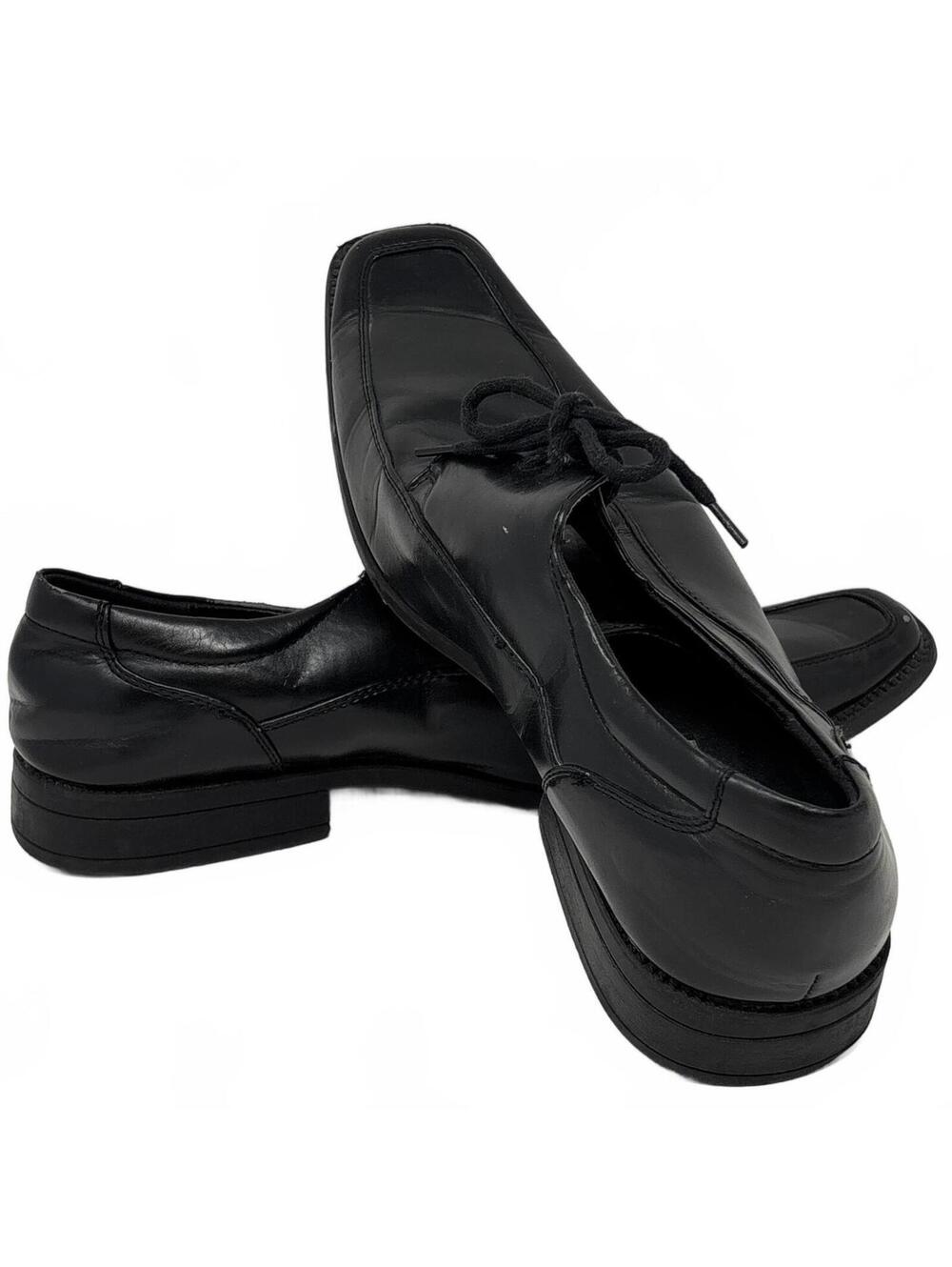 Joseph Abboud Mens Black Leather Square Toe Dress Shoes Size 11.5